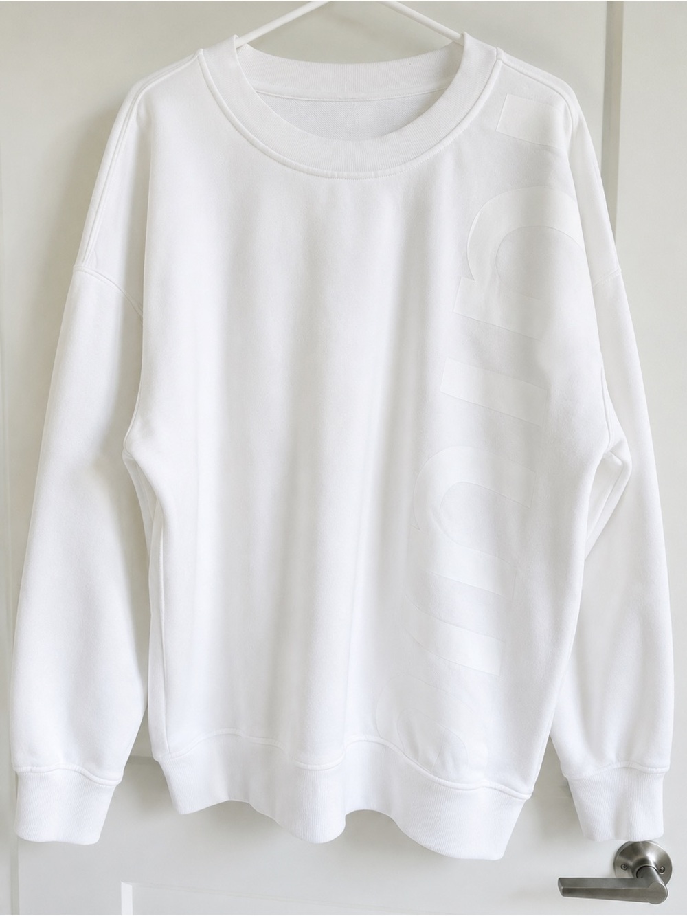 Very Rare Lululemon Oversized Long Crewneck Letter Sweatshirt White Monochrome
